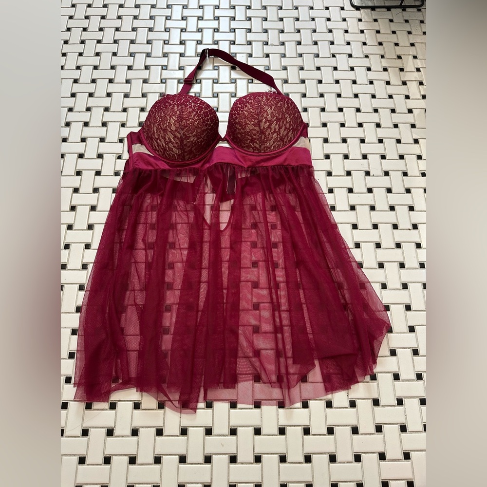 Victoria's Secret Deep Red Lace Chemise - Picture 2 of 7